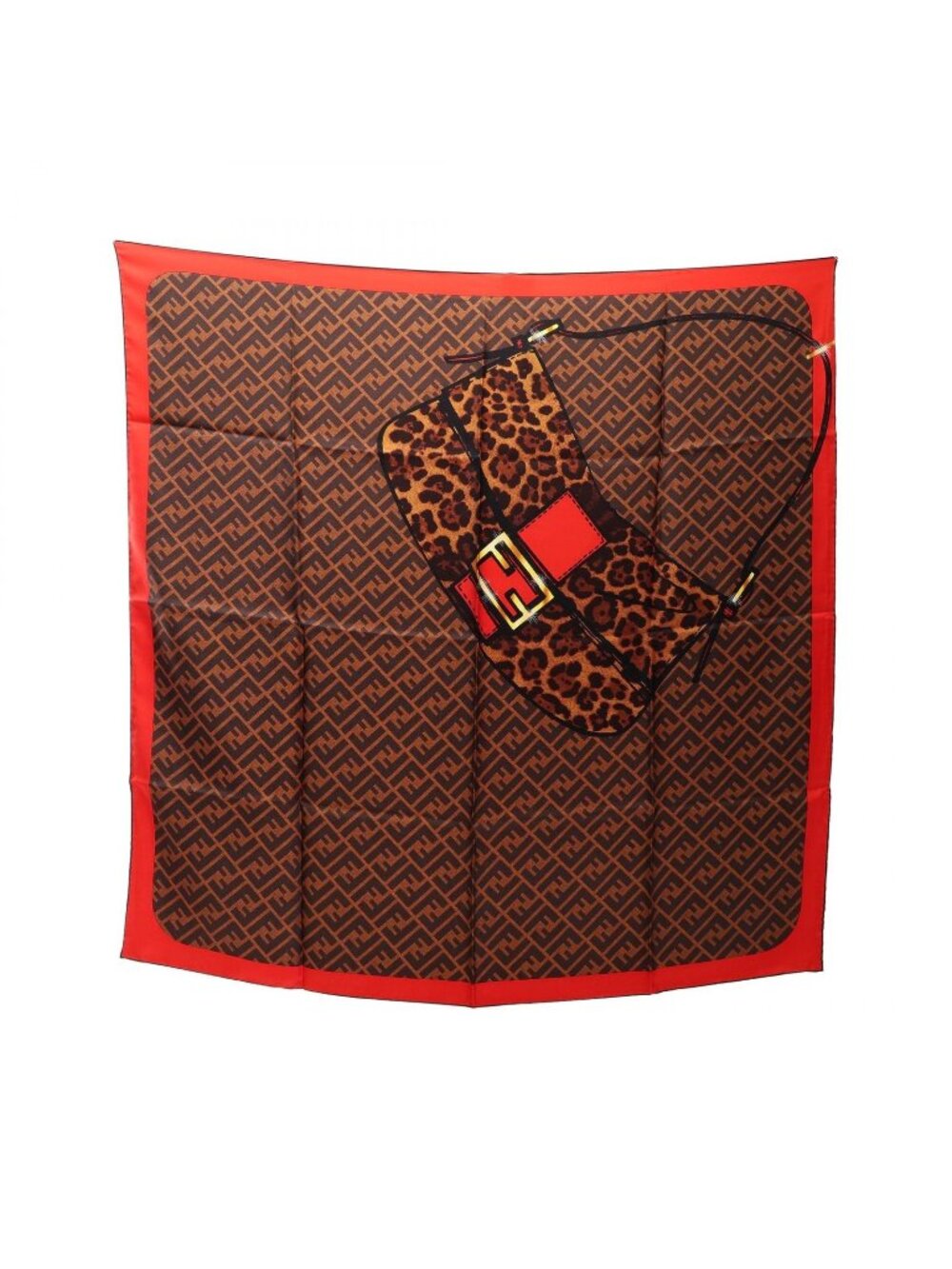 Fendi Scarf Zucca Leopard Bag Motif Wool